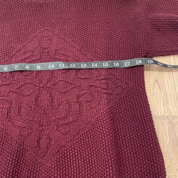 Vintage Hunt Club Petites Maroon Textured Knit Mock Neck Oversized Sweater Size - Picture 6 of 7